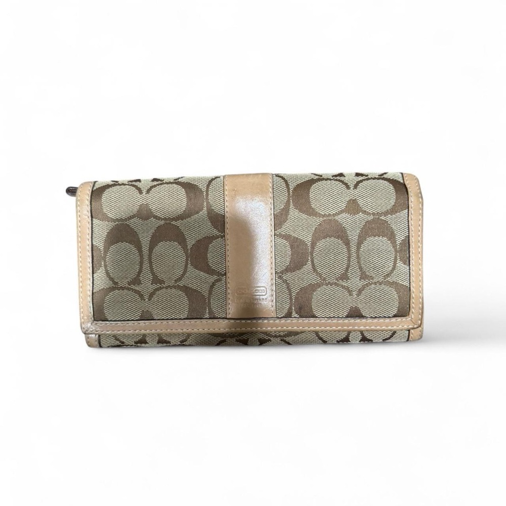 Coach Signature Canvas Wallet - Beige and Brown